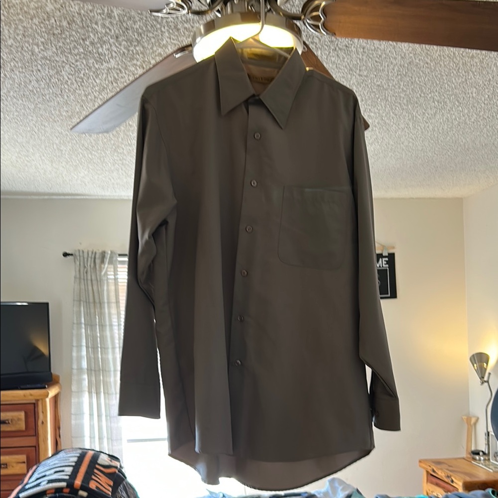 Milano Green Dress Shirt Long Sleeve Relaxed Fit